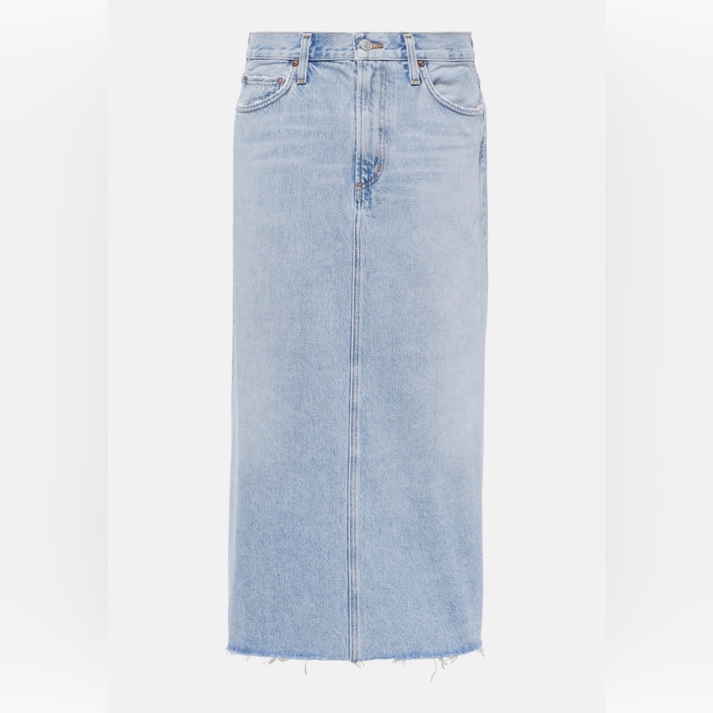 Agolde Light Blue Denim Long Straight Skirt